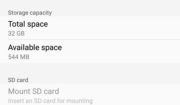 Google Play Store storage space