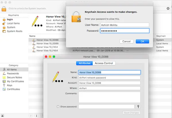 How to find saved passwords on MacBook OS X