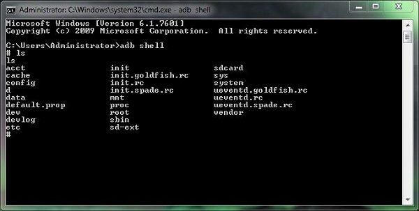 open adb shell in windows terminal